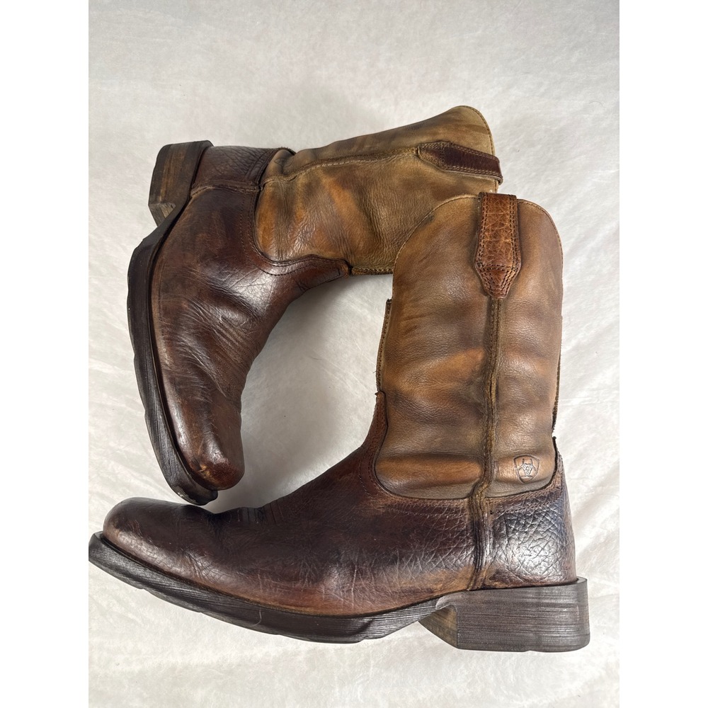 Ariat Men Brown Leather Square Toe Western Cowboy Boot Distressed Work Boot 11.5